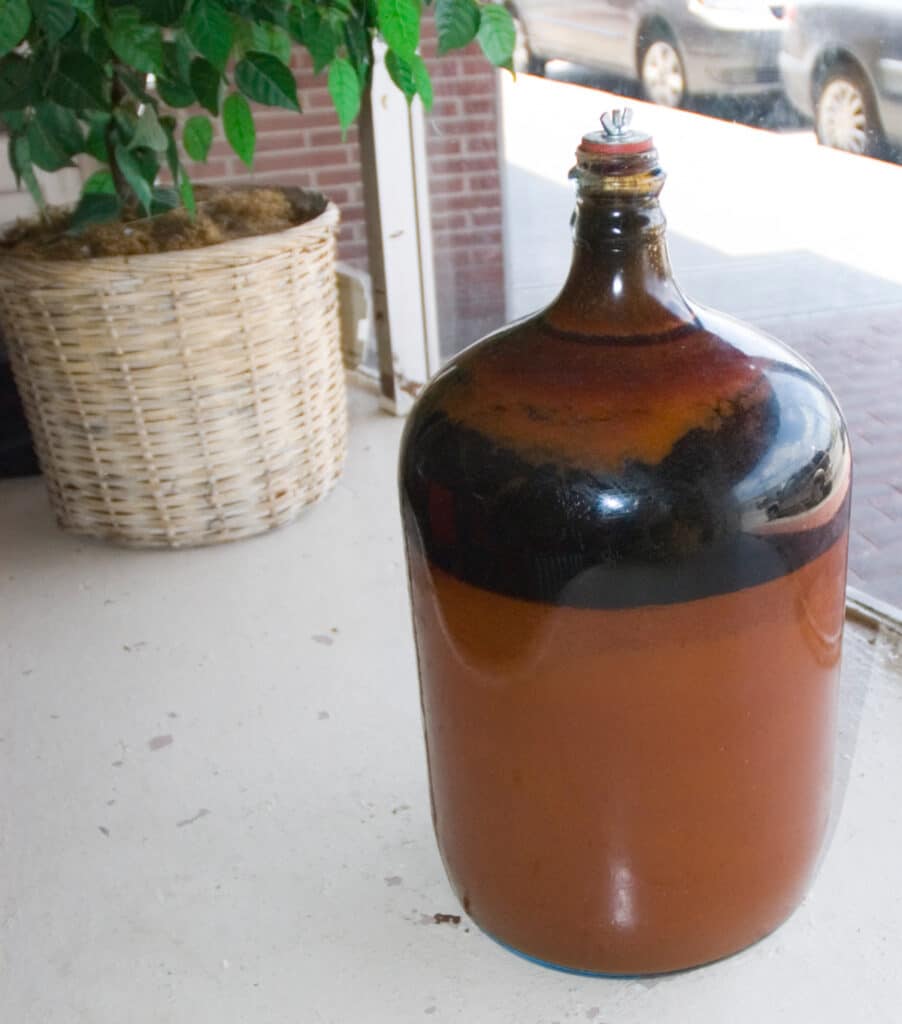 Arthur Bryant's BBQ sauce recipe in a jug at the restaurant.