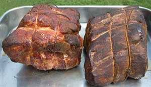 Two pork butts ready to be made into pulled pork Two pork butts ready to be made into pulled pork