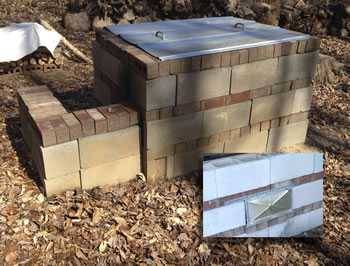 concrete and brick hog pit with detail showing access door on other side concrete and brick hog pit with detail showing access door on other side