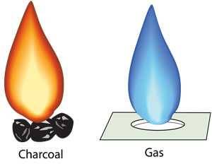 illustration of orange charcoal glame and blue gas flame illustration of orange charcoal glame and blue gas flame