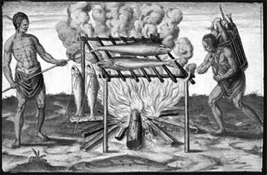 Taino Indians with Barbecoa Taino Indigenous tribe with Barbecoa