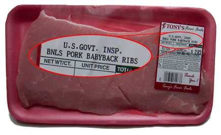boneless pork baby back ribs in a package