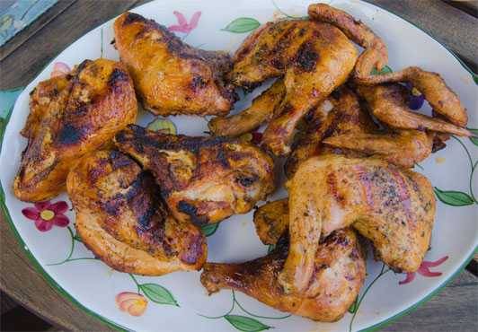 grilled chicken parts on a plate
