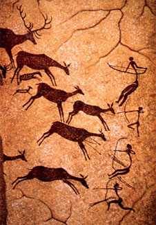 Cave painting of ancient hunters Cave painting of ancient hunters